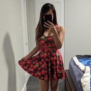 Blackmilk Strawberry Reversible Skater Dress XS